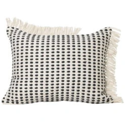 Ferm LIVING Coussin Way, 70 x 50 cm, Blanc Cassé - bleu Foncé