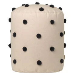 Ferm LIVING Pouf Tufté Dot, Sable - noir