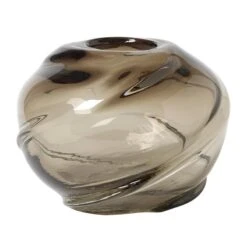 Ferm LIVING Vase Rond Water Swirl, Smoked Grey