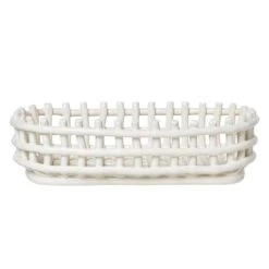 Ferm LIVING Corbeille Ceramic Ovale, Blanc Cassé