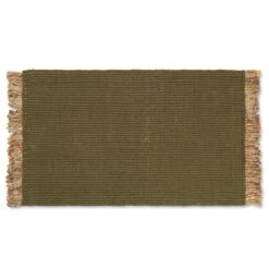 Ferm LIVING Tapis Block, 80 X 50 Cm, Olive - Naturel
