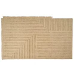 Ferm LIVING Grand Tapis En Laine Crease, Light Sand