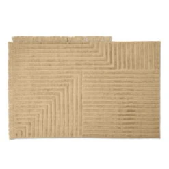 Ferm LIVING Petit Tapis En Laine Crease, Light Sand