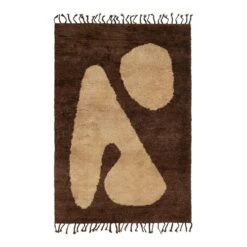 Ferm LIVING Tapis Abstract, 120 x 180 cm, Marron - Blanc Cassé