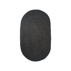 Ferm LIVING Petit Tapis Ovale En Jute Eternal, Noir